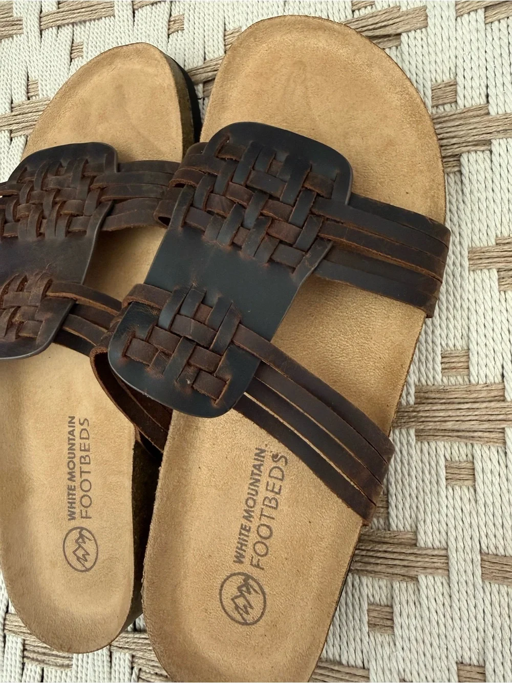 White Mountain Brown Woven Slide Sandals